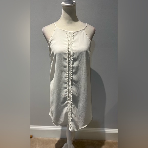 Monteau Womens Sheath Dress White Lined high Neck Sleeveless Lace S - Picture 1 of 6
